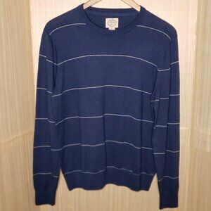 St. John's Bay Mens Blue White Stripe Crew Neck Sweater Large